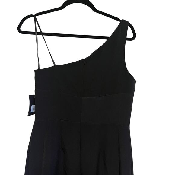 Ieena for Mac Duggal Crepe Thigh High Slit One Shoulder Evening Gown Black Sz 8 - Picture 8 of 10